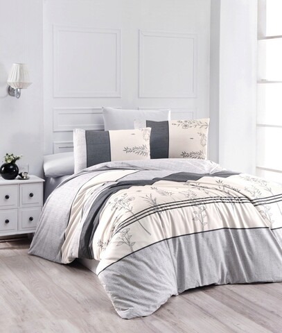 Lenjerie de pat pentru o persoana, Pine - Grey, Life Style, Bumbac Ranforce