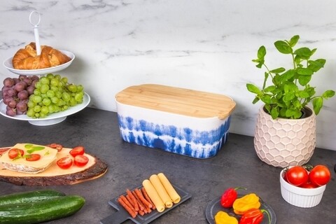 Cutie pentru paine Design, 41 x 20 x 15 cm, melamina, albastru/alb