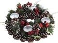 Set 4 lumanari cu suport decorativ Xmas, Ø 28 cm, verde/rosu