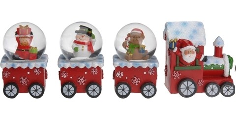 Set 3 globuri de zapada + locomotiva