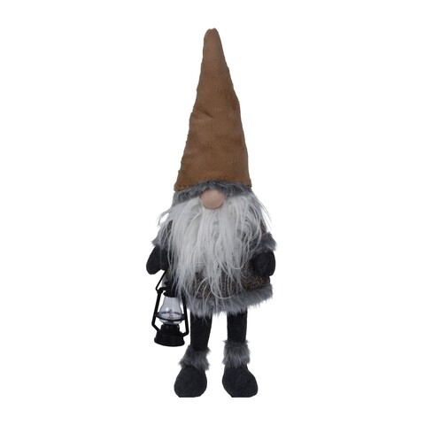 Decoratiune luminoasa Gnome, textil, bej