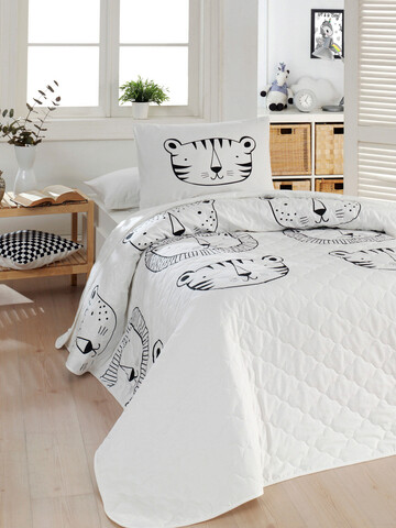 Cuvertura matlasata Single XXL (DE), 155x200 cm, Compari - White, Mijolnir, Bumbac Ranforce