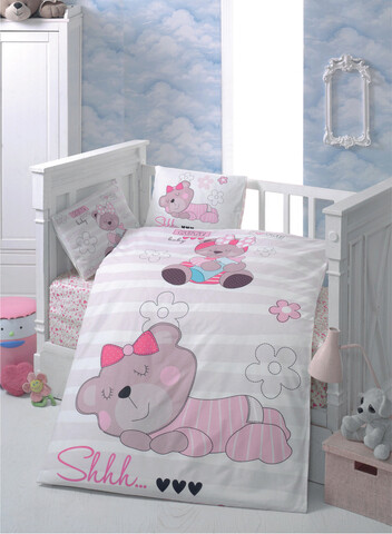 Lenjerie de pat pentru copii, L'essentiel Maison, Sleep Time, White / Beige / Pink / Black
