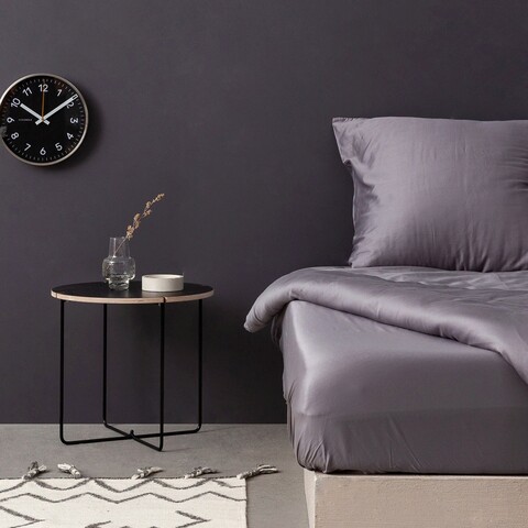 Cearceaf cu elastic pentru o persoana (IT) (ES), De Dark Grey, Patik, Bumbac Satinat