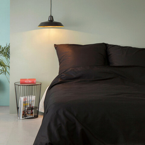 Lenjerie de pat dubla Super King (FR), L'essentiel Maison, Black, Negru