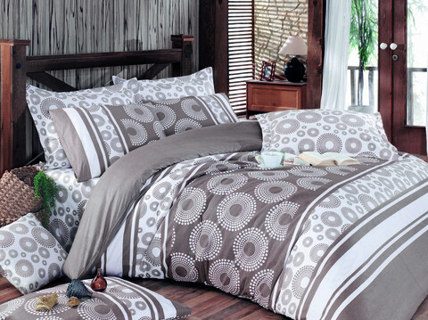 Lenjerie de pat pentru o persoana, L'essentiel Maison, Sema, Brown / Cream / White