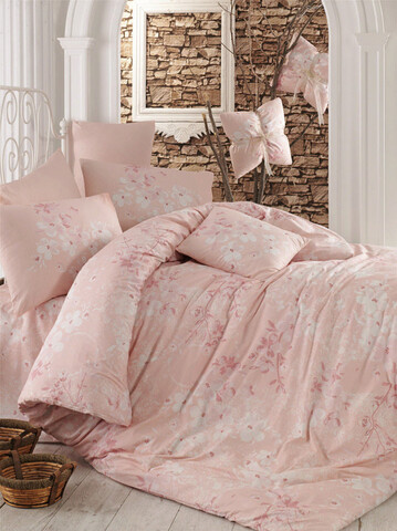 Lenjerie de pat dubla, Elena - Pink, Pearl Home, Bumbac Ranforce