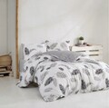 Lenjerie de pat pentru o persoana (EU) (IT), Plume - Grey, Pearl Home, Bumbac Ranforce