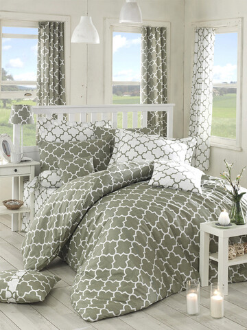Lenjerie de pat dubla King (FR), L'essentiel Maison, Madalyon, Gri/Alb