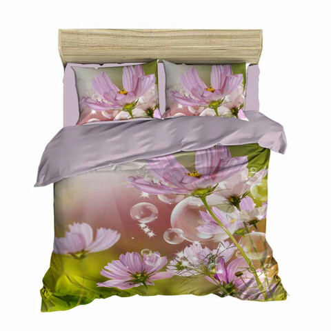 Lenjerie de pat pentru o persoana, L'essentiel Maison, 114, Green / Lilac / White
