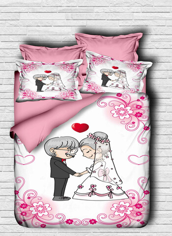 Lenjerie de pat pentru o persoana, L'essentiel Maison, 121, Roz/Alb