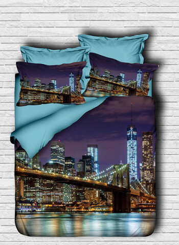 Lenjerie de pat dubla, L'essentiel Maison, 138, Dark Blue / Blue / Brown