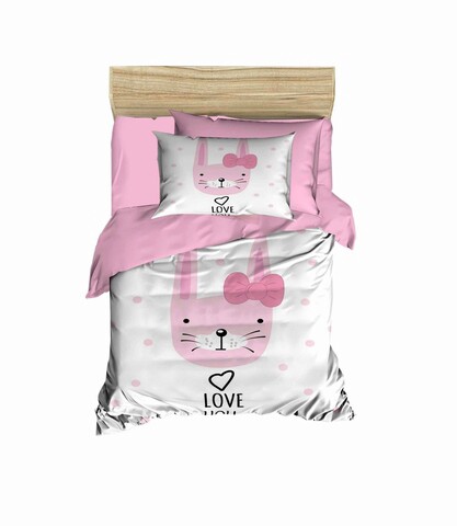 Lenjerie de pat pentru copii, L'essentiel Maison, PH1109, Pudră / Gri / Roz