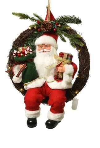 Decoratiune luminoasa Mos Craciun, Lumineo, 20 LED-uri, rosu