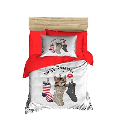 Lenjerie de pat pentru copii, L'essentiel Maison, PH193, Roșu / Alb / Bej