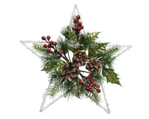 Decoratiune Pine Star, Decoris, plastic, multicolor