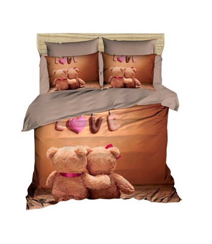 Lenjerie de pat dubla King (EU) (ES), 3 piese, L'essentiel Maison, 208, Maro / Bej