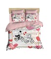 Lenjerie de pat dubla King (EU) (ES), 3 piese, L'essentiel Maison, 216, Roz / Alb / Roșu