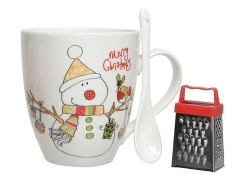 Set cana si mini razatoare Snowman, Decoris, portelan, multicolor