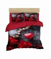 Lenjerie de pat dubla King (IT), 3 piese, L'essentiel Maison, 171, Roșu/Negru
