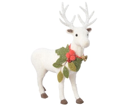 Decoratiune Deer, Decoris, felt, alb/verde/rosu