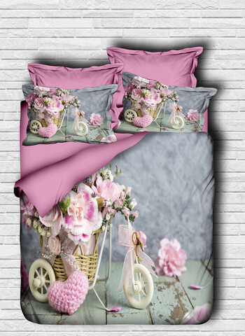 Lenjerie de pat dubla Super King (EU) (IT), 3 piese, L'essentiel Maison, 103, Purple / Grey / White