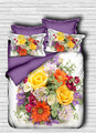 Lenjerie de pat dubla Super King (EU) (IT), 3 piese, L'essentiel Maison, 105, Lilac / White / Yellow / Orange / Green