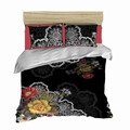 Lenjerie de pat dubla Super King (EU) (IT), 3 piese, L'essentiel Maison, 115, Black / Red / White / Yellow