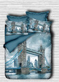 Lenjerie de pat dubla Super King (EU) (IT), 3 piese, L'essentiel Maison, 126, Blue / White / Brown