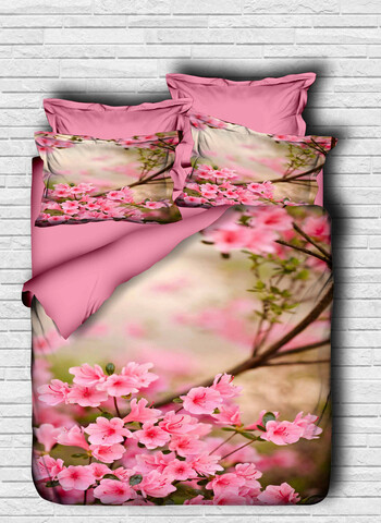 Lenjerie de pat dubla Super King (EU) (IT), 3 piese, L'essentiel Maison, 146, Pink / Green / Brown