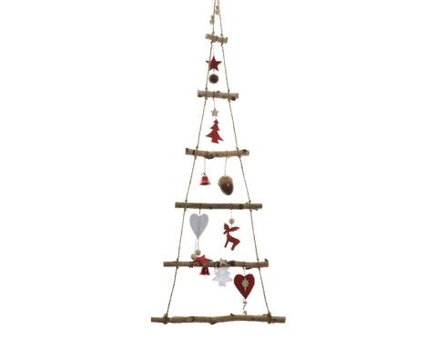 Decoratiune Xmas tree, Decoris, 34x100 cm, lemn, multicolor