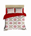 Lenjerie de pat dubla Super King (EU) (IT), 3 piese, L'essentiel Maison, 442, Red / White / Pink / Beige