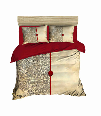 Lenjerie de pat dubla Super King (EU) (IT), 3 piese, L'essentiel Maison, 465, Red / Beige / Grey