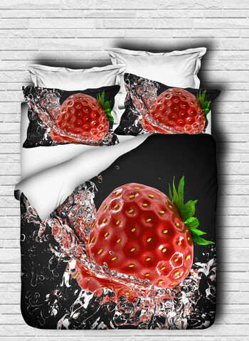 Lenjerie de pat dubla King (FR), 3 piese, L'essentiel Maison, 111, Black / White / Red / Green