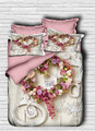 Lenjerie de pat dubla King (FR), 3 piese, L'essentiel Maison, 128, Roz / Alb / Verde