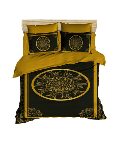 Lenjerie de pat dubla King (FR), 3 piese, L'essentiel Maison, 3D1, Negru