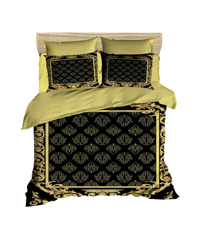 Lenjerie de pat dubla King (FR), 3 piese, L'essentiel Maison, 3D6, Negru