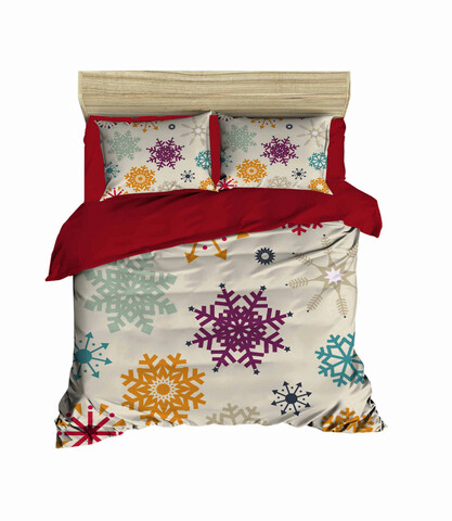 Lenjerie de pat dubla King (FR), 3 piese, L'essentiel Maison, 460, Red / White / Yellow / Purple / Blue