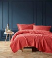 Set cuvertura pique dubla, Vera - Vermilion, Şaheser, Bumbac