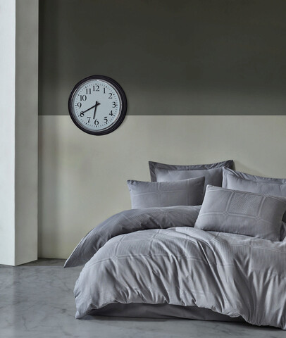 Lenjerie de pat dubla, Mirella - Grey, Şaheser, Bumbac