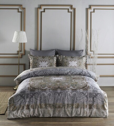 Lenjerie de pat pentru o persoana, L'essentiel Maison, Lucianna, Grey / Green / Brown / Beige