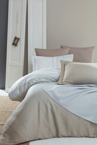 Lenjerie de pat dubla, L'essentiel Maison, Tiga, Blue / Beige