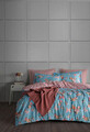 Lenjerie de pat pentru o persoana (FR), Flower - Blue, Primacasa by Türkiz, Bumbac Ranforce