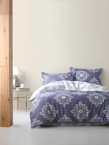 Lenjerie de pat dubla Super King (EU) (IT), L'essentiel Maison, Average, Albastru închis / Gri / Alb