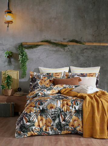 Lenjerie de pat pentru o persoana (DE), Tropik, Primacasa by Türkiz, Bumbac Satinat