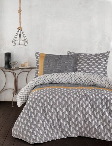 Lenjerie de pat pentru o persoana Single XXL (DE), L'essentiel Maison, Veneto, Negru / Alb / Portocaliu