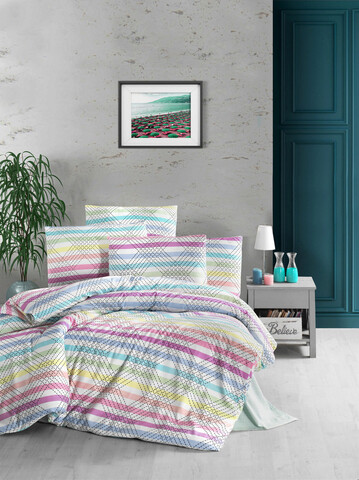Lenjerie de pat pentru o persoana, L'essentiel Maison, Vals, White / Pink / Purple / Mint / Green / Orange