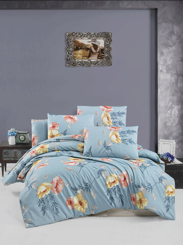 Lenjerie de pat dubla, Violine - Green, Victoria, Bumbac Ranforce