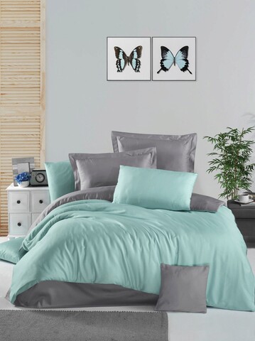 Lenjerie de pat dubla, Mint - Grey, Victoria, Bumbac Satinat
