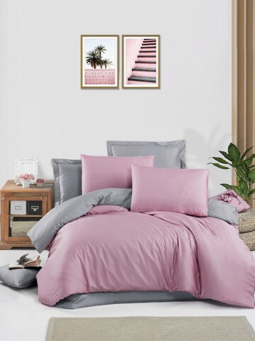 Lenjerie de pat dubla, L'essentiel Maison, Rose, Roz / Gri